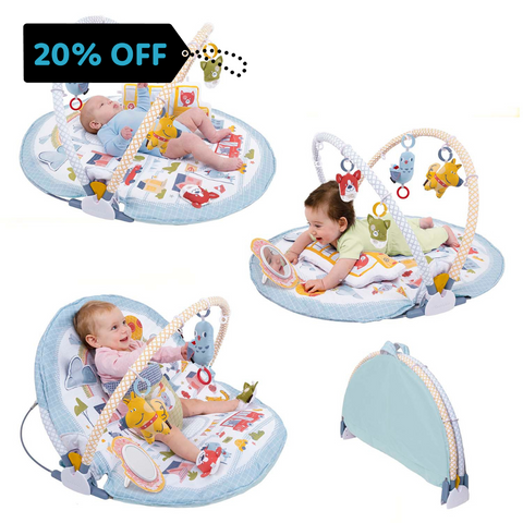 Yookidoo Urban Baby Gym 3 in 1 Lay to Sit Up Play Mat Rattle Shoes