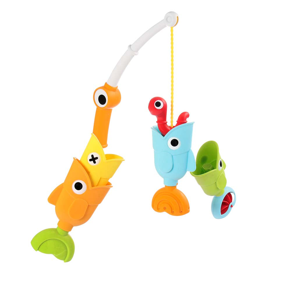 Yookidoo Bath Fishing Toy - 4 Piece Baby Bath Fishing Pole Toy Set - Catch 3 Magnetic Fish with 3 Different Actions - for Swimmi
